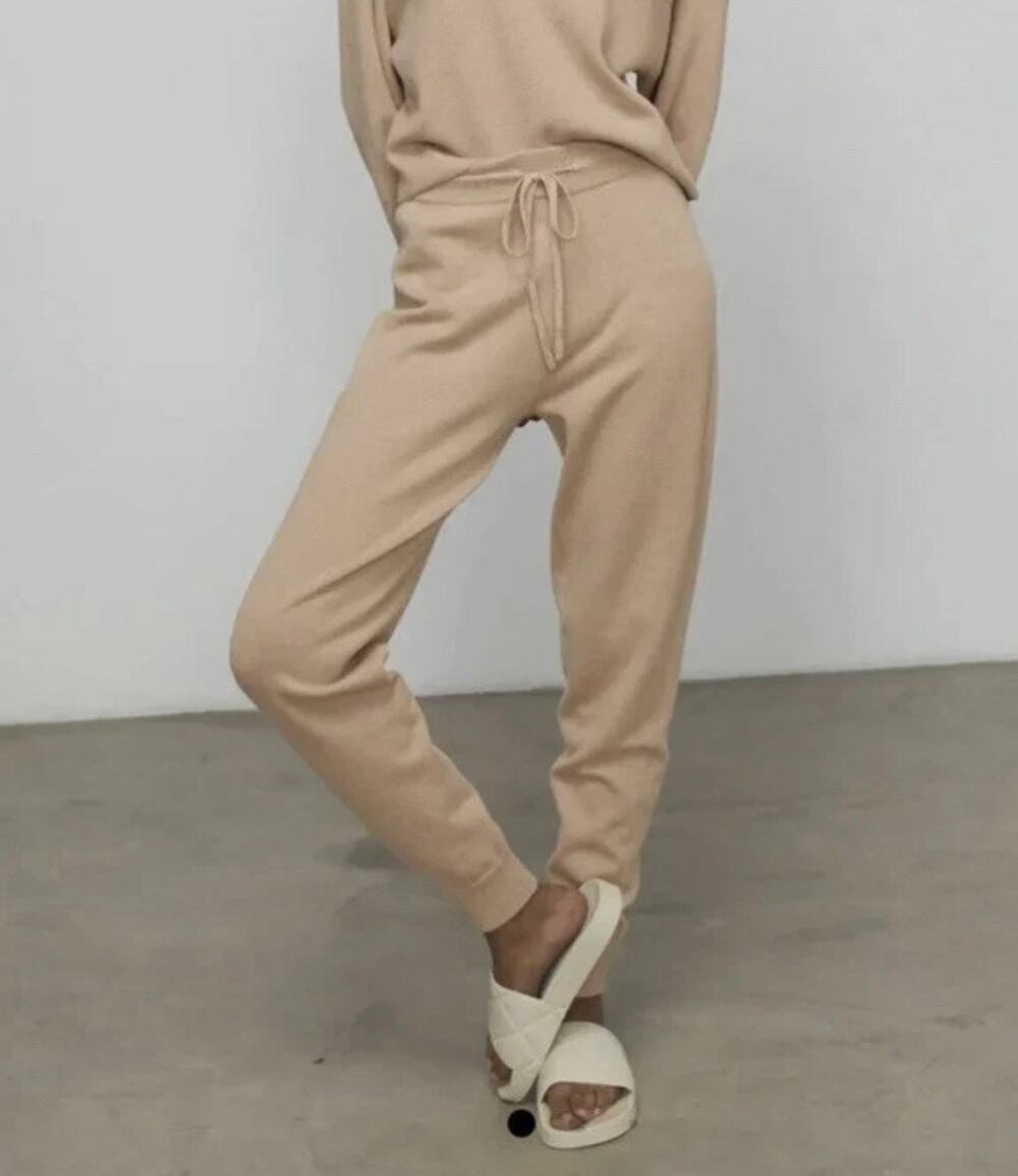 Lunya Cozy Cotton Silk Jogger Women's Size S Tranquil Tan Beige Lounge Pants